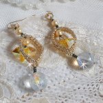 BO Bo'Soleil mounted with Swarovski crystal hearts, Gold pearl beads and 14K Gold Filled ear hooks